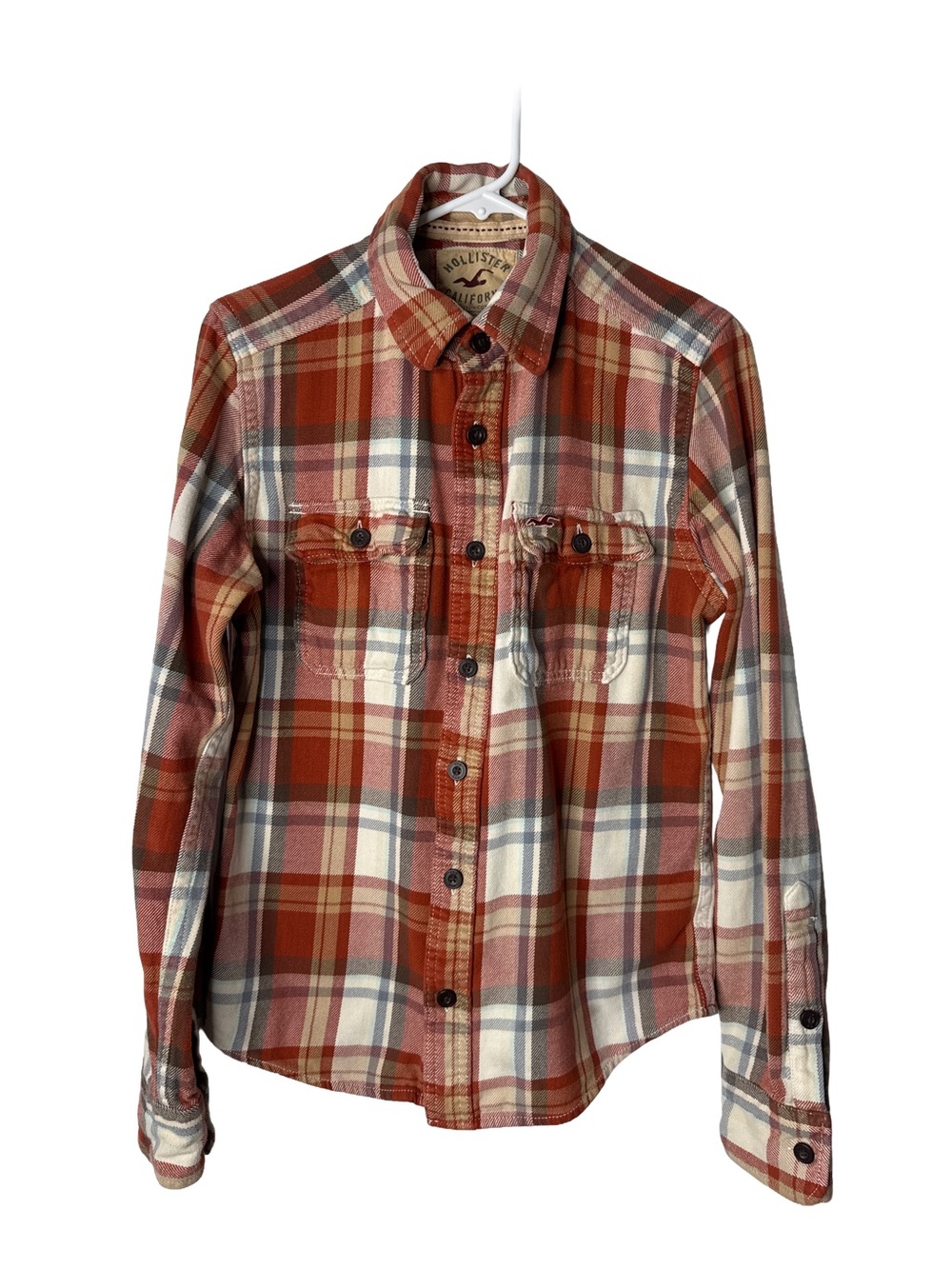 HOLLISTER Men's Plaid Flannel Button-Up Shirt Jacket Beach Grunge Long Sleeve S